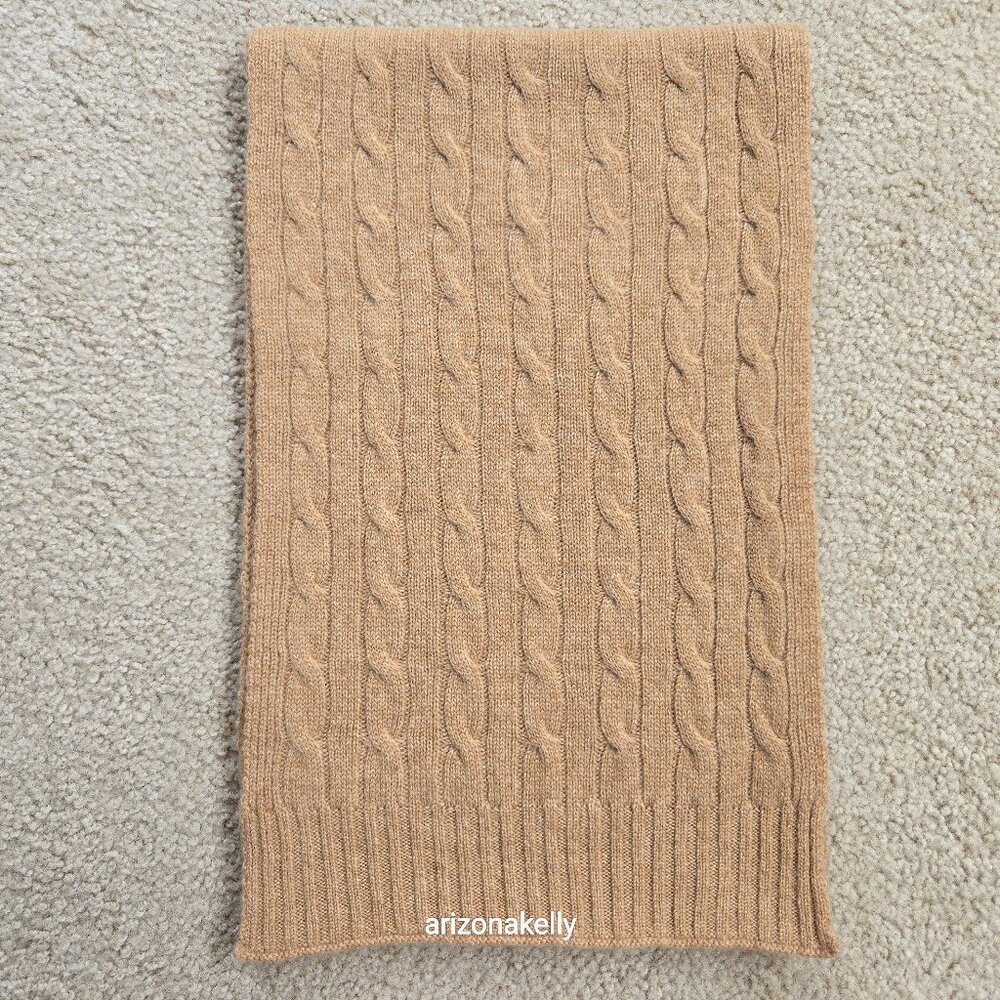 NWOT Tan Cashmere Cable Knit Scarf